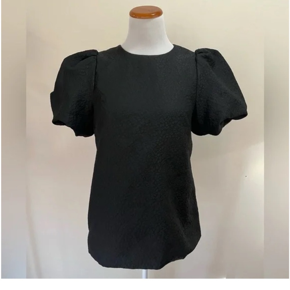 New Pomander Place Tuckernuck Black Jacquard Short Sleeve Lyla Blouse Top Sz. XL - Picture 3 of 3